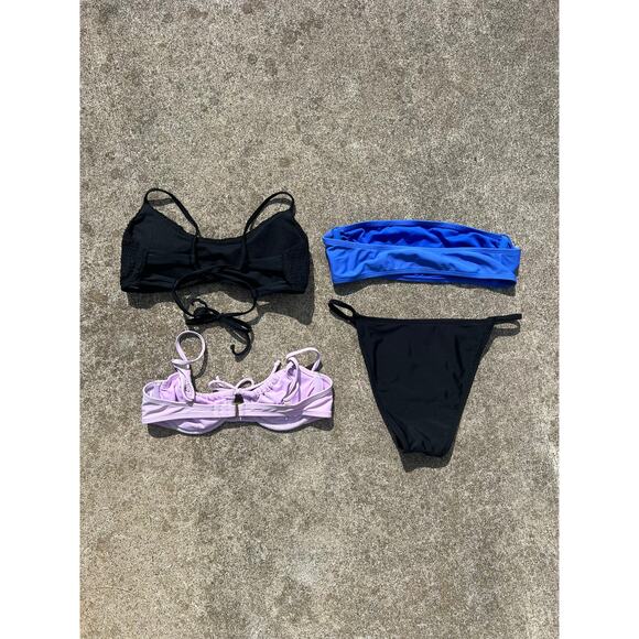 Swimwear Bundle 4 Piece Women Size Small/Medium Swim Bikini Lavender Black Blue - Picture 4 of 6
